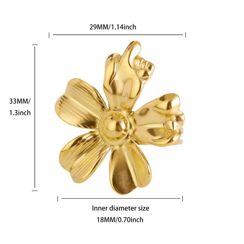 Stainless steel gold-plated geometric star flower ring women's high-end sense niche ring titanium steel hand jewelry