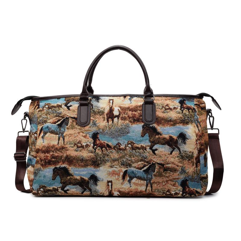 Printed Hand-Held Travel Luggage Storage Bag Large Capacity Waterproof Outdoor Sports Gym Bag for Couples
