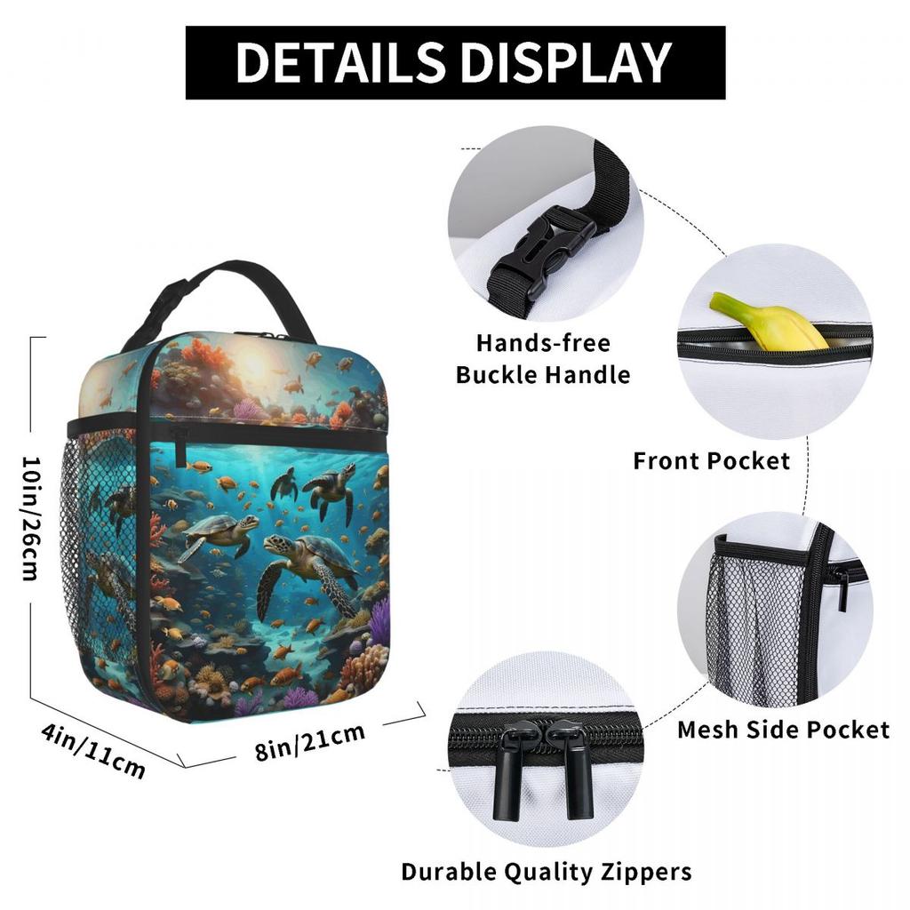 Schildkröte schwimmt im Meer Ozean Isolierte Lunchtasche für Kinder Schule Kühltasche Thermische Lebensmittelbox Tragetasche Auslaufsicherer Lunchboxen Behälter