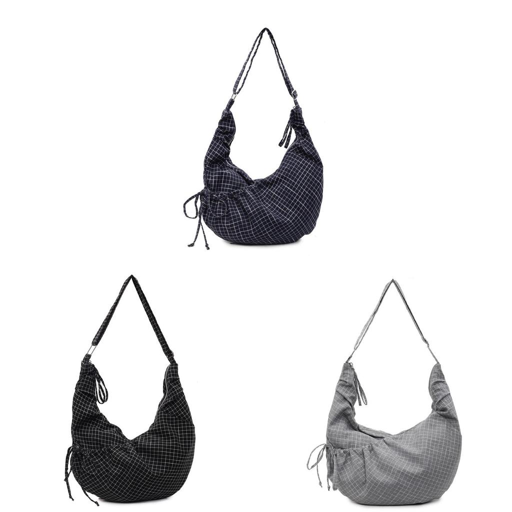 Vintage Plaid Single Shoulder Bag Large Capacity Crossbody For Casual Travel