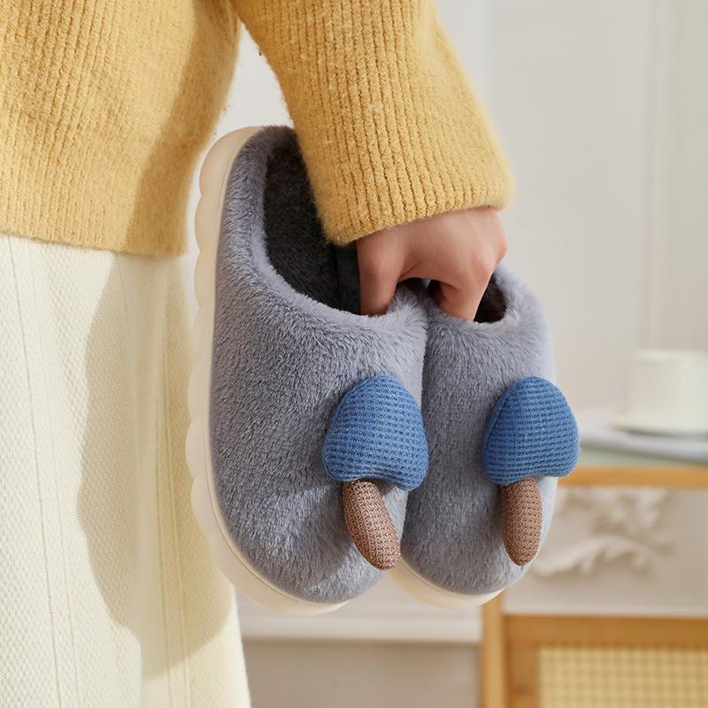 New Cotton Slippers Winter Home Fashion Home Warm Couple Cotton Mop Indoor Comfortable Plush Shoes
