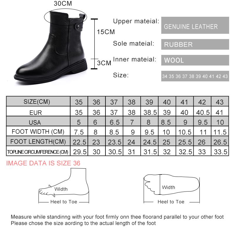 Fashion AIYUQI Women Winter Boots Genuine Leather Large Size 41 42 43 Short Boots Women Wool Warm British Style Non-slip Women Boots