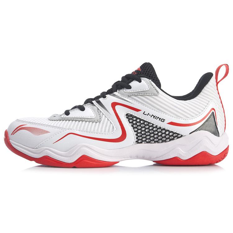 

New LiNing Cushioning, Wear Resistant Low Top Badminton Shoes Men s White Red AYTQ017-1 42