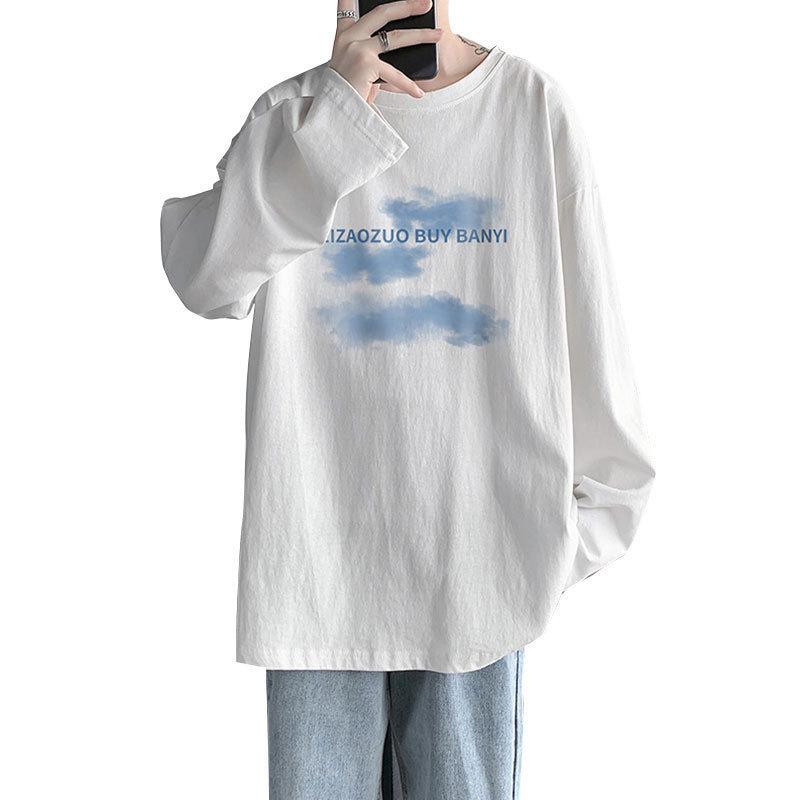 2023 Men's Autumn Long-Sleeve Trendy Hong Kong Style Sweatshirt - Loose Casual Couple Bottoming Shirt