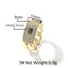High Sense Personality Geometric Zircon Ring 14K Gold Full Diamond Cuban Chain Design Sense Ring Tide