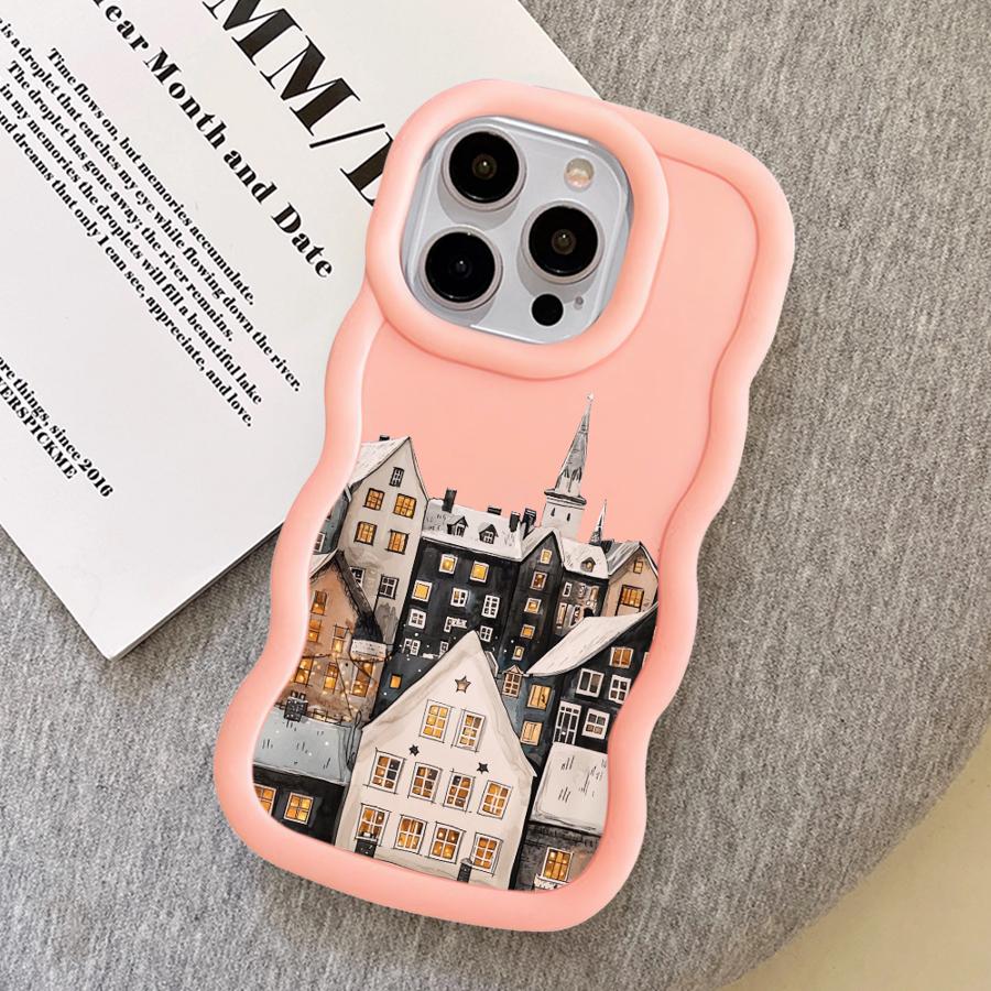 Soft Phone Cover Case for iPhone 17 Air 16 Pro Max 8 13 14 12 15 Plus 11 XR Cartoon Architecture