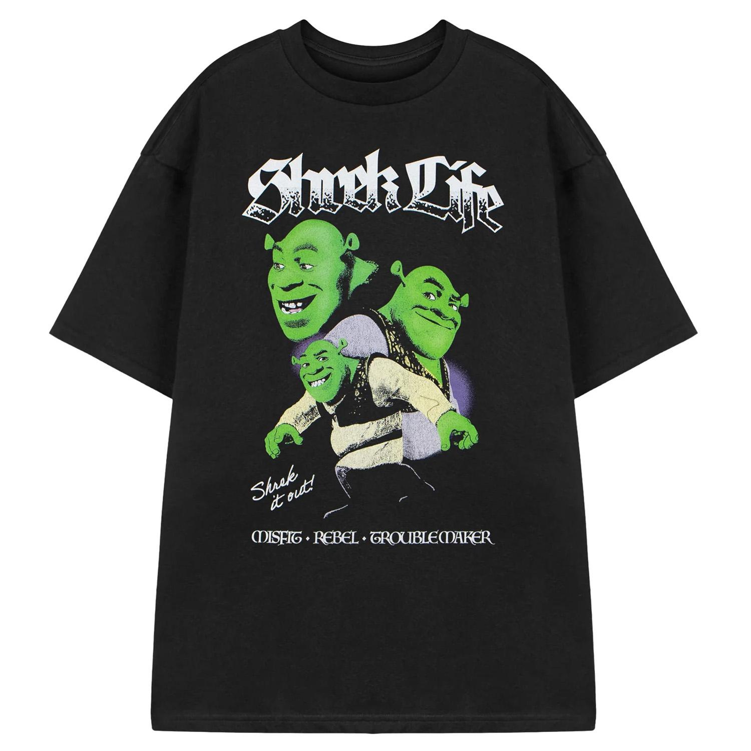 Camiseta de Manga Corta Shrek Unisex Adulto XL negro