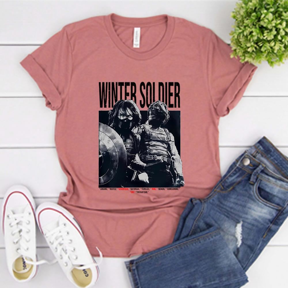 Vintage Winter Soldier T Shirt Bucky Barnes Shirt Retro 90s Tshirt Unisex Short Sleeves Tops Trendy Graphic T Shirts Fan Gifts