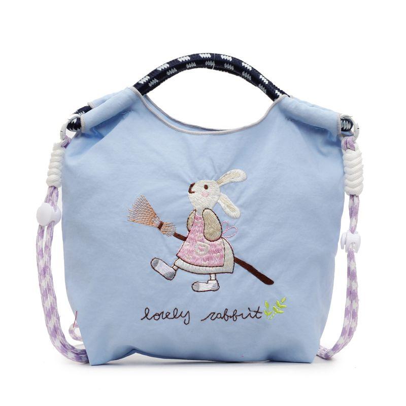 

Japanese Ballchain New Arrival Homemade Embroider Mini Eco-friendly Bag Women s Summer Phone Holder Small Handbags Blue/Apron Rabbit