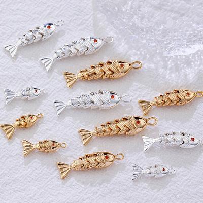 Chinese Style Metal Fish Shaped Charms Pave Red Zircon Pendants For Diy Necklace Bracelet Earrings Jewelry Making Accessories