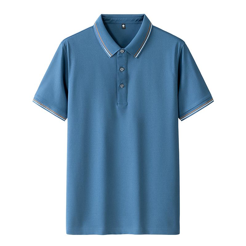 

Summer solid color men s short sleeved T-shirt thin business lapel men s polo shirt 4XL джинсовий синього кольору
