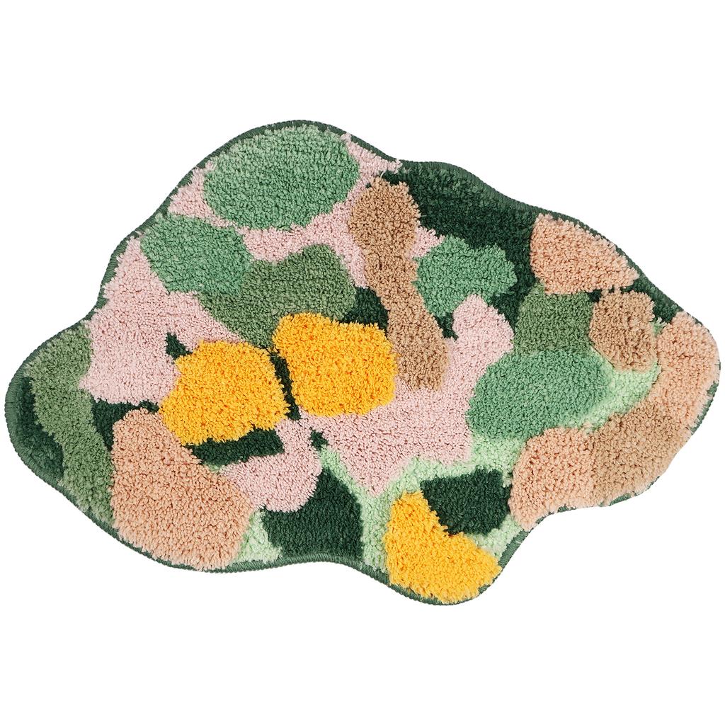 Non-Slip Bath Mat Sun Flower Half Round Door Mat Decorative Soft Microfiber Machine Washable Plant Water Absorbent Bathroom Mat