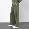 Women's Fashion Color Elastic Waist Wide Leg Pants High Waist Pocket Casual Pants