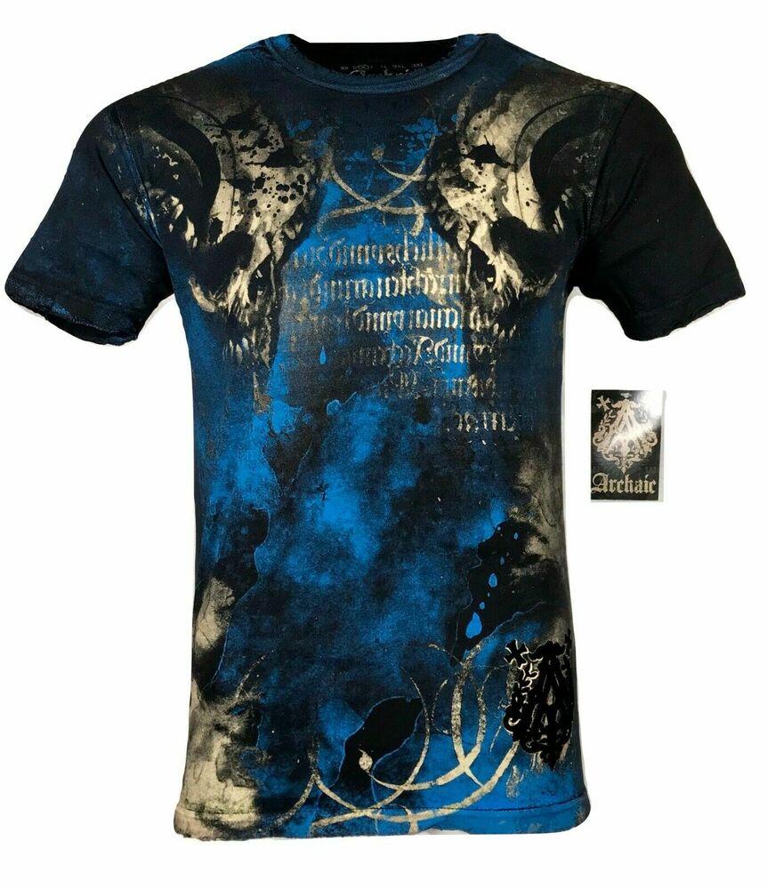 

Мужская черная байкерская футболка унисекс Archaic By Affliction Mma