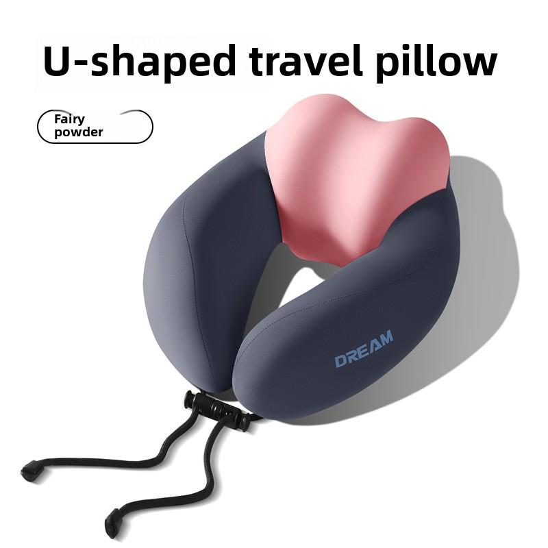 

Memory Foam U-Shaped Neck Pillow for Travel & Airplane - Ergonomic Cervical Support Pillow with Portable Design Washable Cover розовый