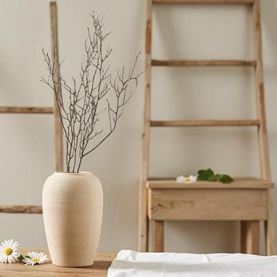 Modern Handmade White Ceramic Vase - Wabi-Sabi Style Floor-Standing Pot for Dried Flower Arrangements