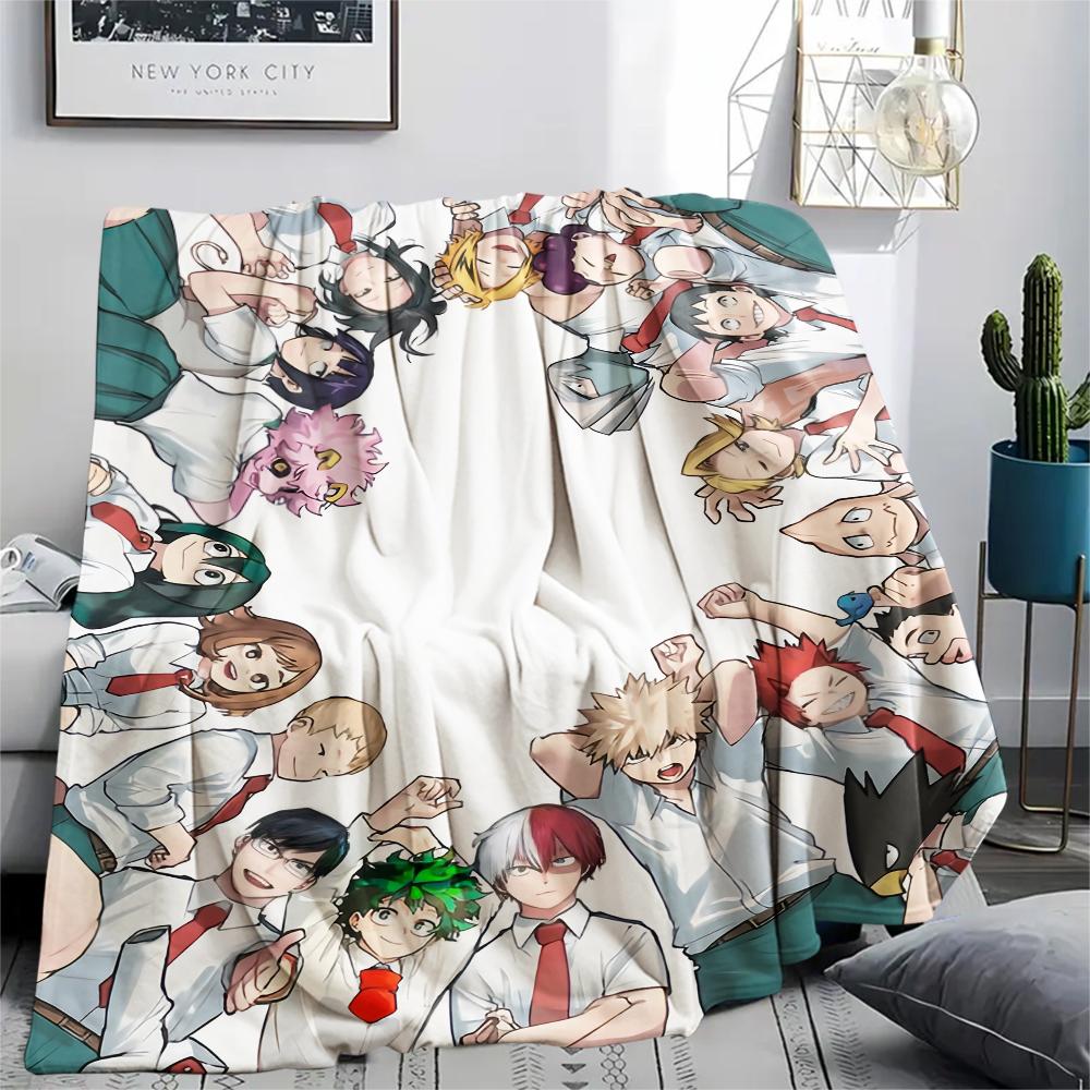 My Hero Academia Black & White pattern Flannel Blanket, High quality Comfortable for All Seasons, Home Decor, Warmth and Comfort, Perfect for Gifts.