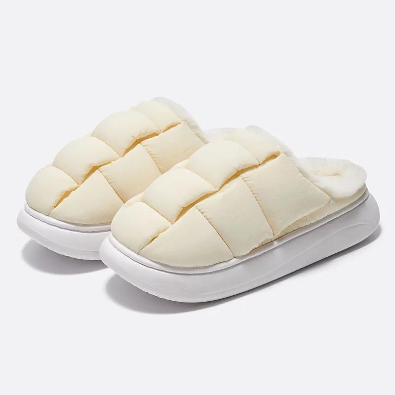 Fashion Crestar Plush Fur Slippers For Women Men Winter Fluffy Thick Bottom Cotton Slippers Indoor Cozy Warm Non-slip Furry Home Shoes
