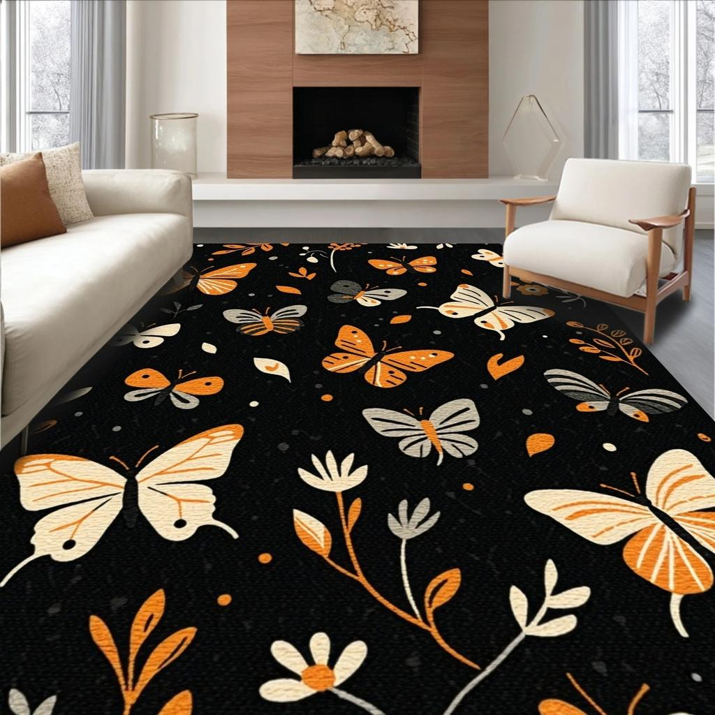 European Classical Butterfly Carpet Living Room Sofa Coffee Table Carpet Dirt Resistant Bedroom Thick Floor Mat