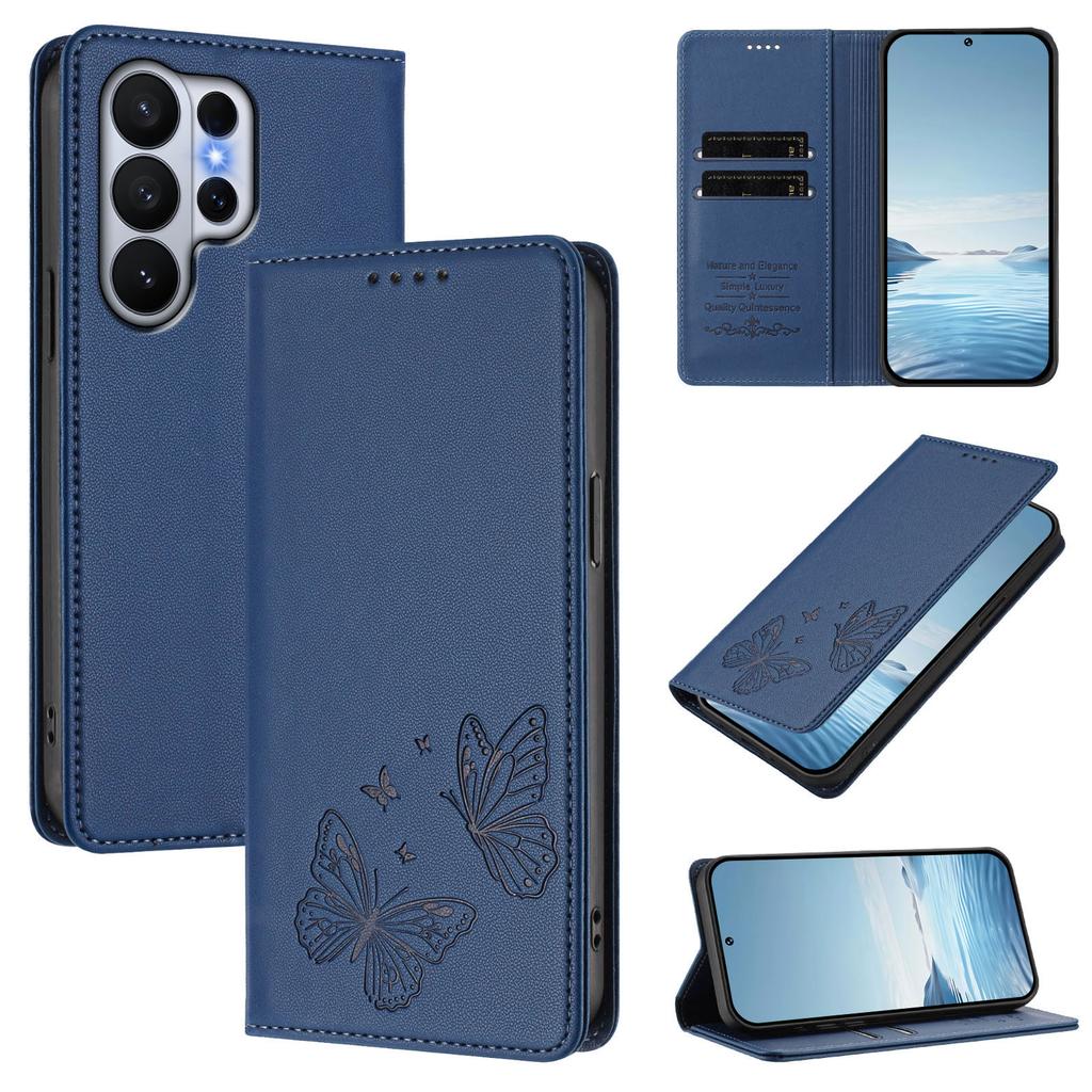 Butterfly Embossed Cards Solt Wallet Leather Case For Samsung S26 Ultra S25 S24 Plus S23 S22 A17 A07 A57 A37 A16 A26 RFID Cover