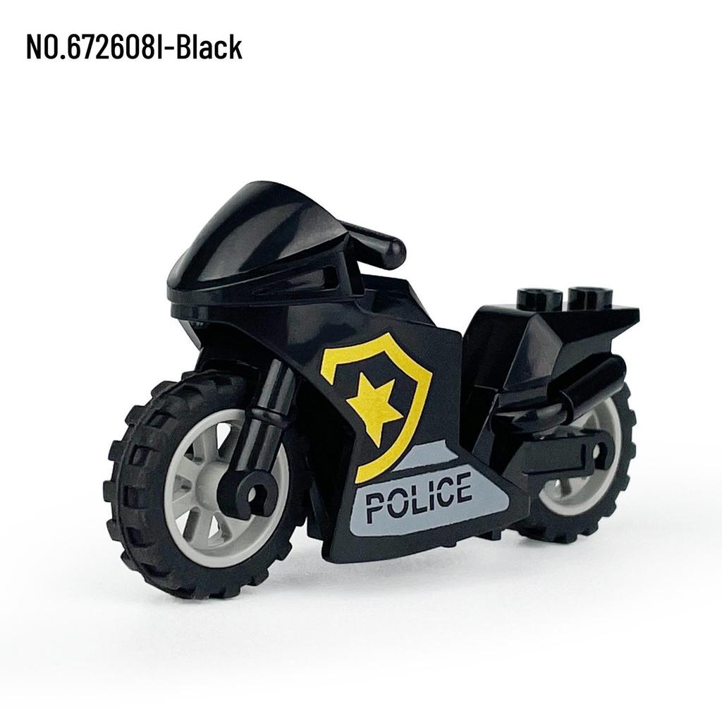 Police Motorcycle Building Blocks Toy for Kids - Black Wheel Parts - Hot Sale