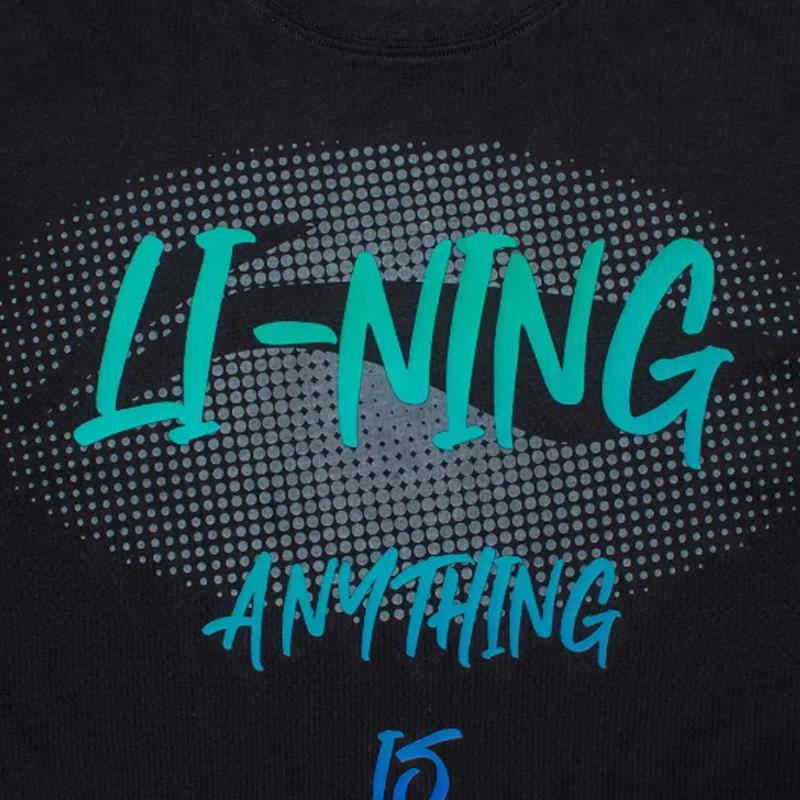 Li Ning Logo Letter Print Round Neck Pullover Short Sleeve T-Shirt Fashion Retro Trendy Versatile Shorts Casual Sports Suit AHSU803-2+YKSV147-2