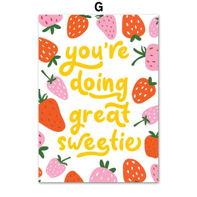 Cherry Lemon Orange Strawberry Abstract Fruit Wall Art Canvas Painting Nordic Posters Prints Wall Pictures For Living Room Decor No Frame