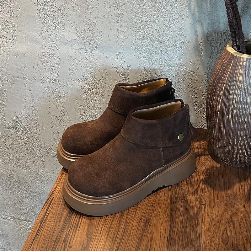 Foam Bottom Leather Martin Boots Women's Winter New Retro Short Boots Thick-soled Casual Versatile Boots Women