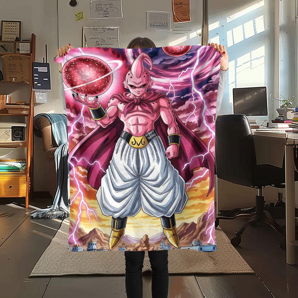 

1Pc Majin Buu Print Flannel Blanket, High quality Comfortable for All Seasons, Home Decor, Warmth and Comfort, Perfect for Christmas Gifts 80cm x 120cm