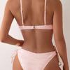 Women's Spring and Summer New Two-piece Set, Solid Color Sweet Bikini Set, Suitable for Casual Vacation Swimming