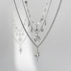 Punk Rock Silver Color Vortex Star Pendant Chain Layered Necklace For Women Men Charms Y2K Grunge Accessories Jewelry