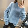 Autumn and Winter Non-shedding Waterproof Mink Sweater Women's Bottoming Shirt Thick Loose Half High Collar Solid Color Pullover Soft and Comfortable