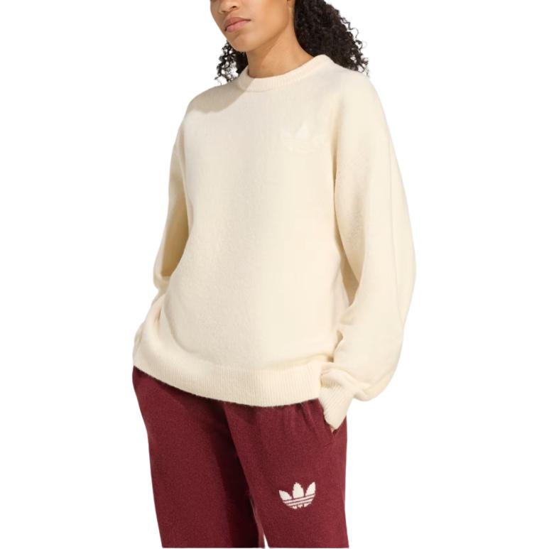 adidas Originals Knitted Athletic Department Comfortable Versatile Loose Fit Crew Neck Sweater Women Sweater KF2339