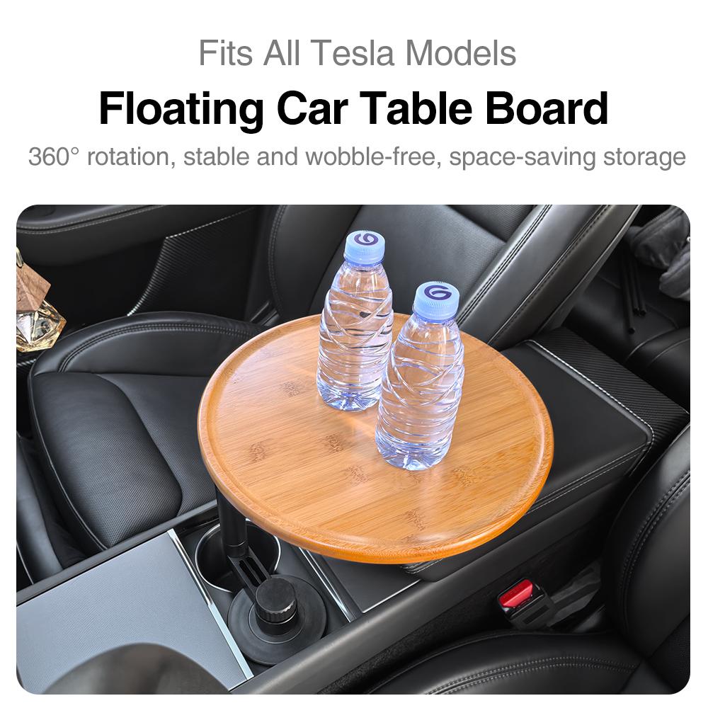 Car Laptop Desk Floating Car Table Board 360° Rotatable Cup Holder Desk For Tesla Model Food Drink Travel Office Tray Stable