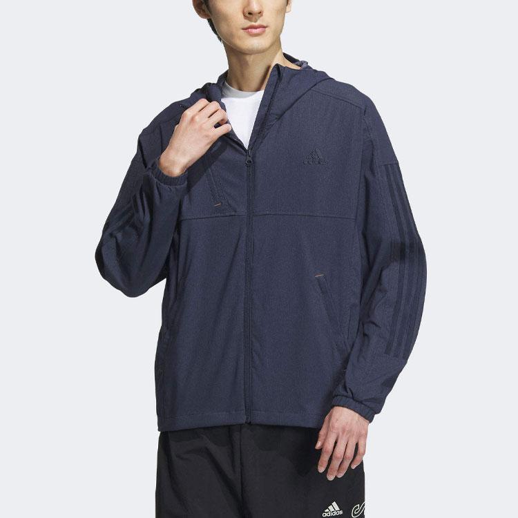 Adidas Aeroready Solid Color Zip Hooded Long Sleeve Jacket Men Jacket Dark-Blue IM8775