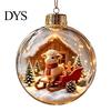 Festive Party Decorations Glowing Christmas Story Ornament, Light?Up Mini Holiday Scene Hanging Ball with Warm Gift Embellishments LED Light, Clear