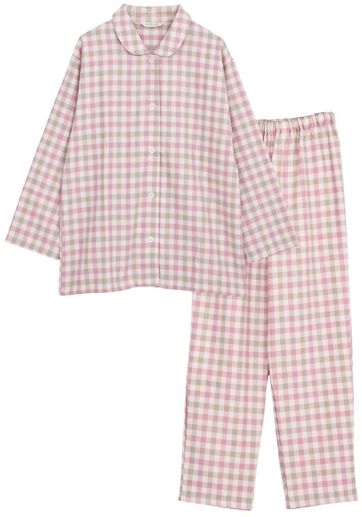 Kaituck Made in Japan by Japanese Cotton Tencel Brushed Shirt Long Check L Family Craftsmen, Women's Pajamas, Sleeve, Pattern, Spring, Autumn,