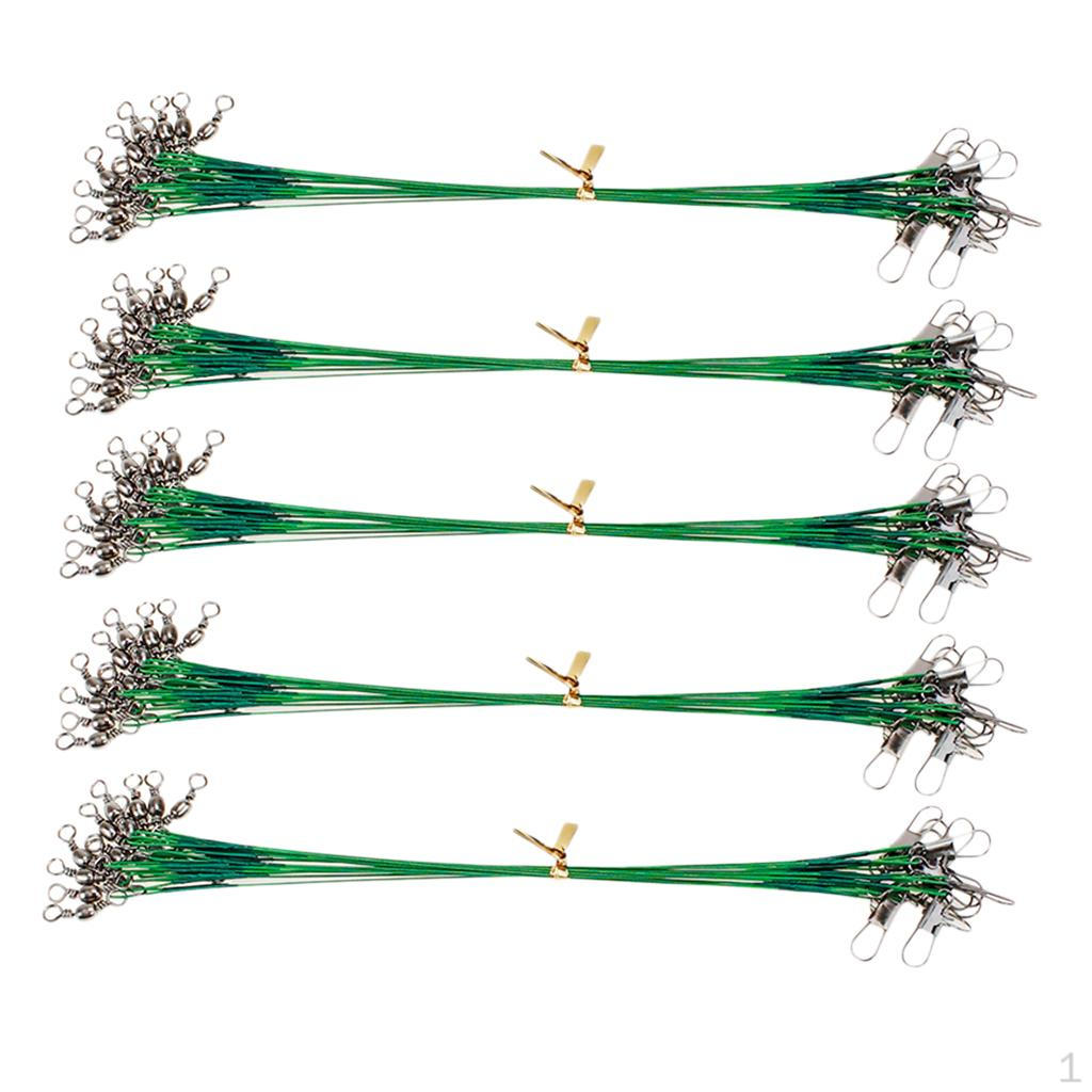 5 of Heavy Duty Stainless Steel Fishing Ropes & Swivels Snaps Green 15cm