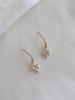 14k Gold-Plated Sterling Silver Diamond Rhombus Dangle Mini Earrings - Japanese Retro Court Style for Women.