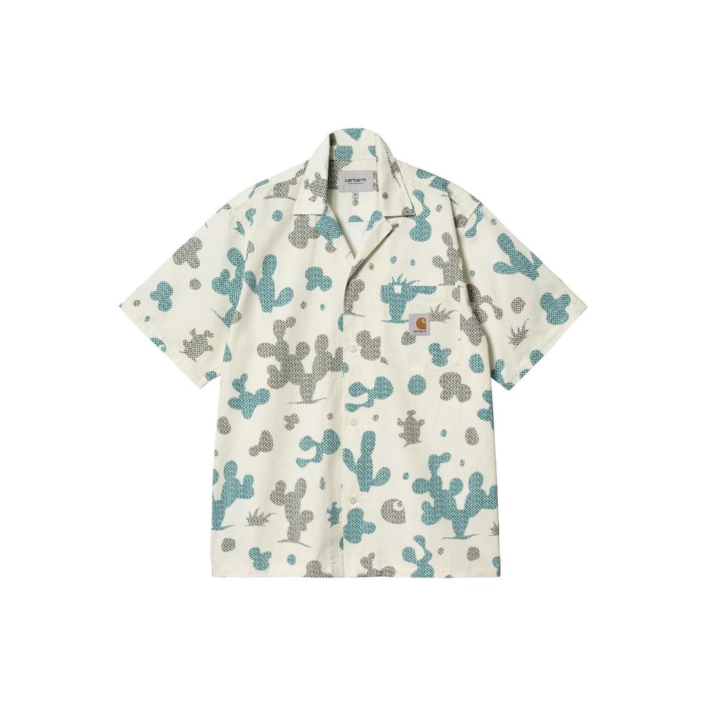 Carhartt WIP SS24 Garment-Dyed Series S/S Opus Shirt Loose Fit All-Over Print Button-Up Shirt Men shirts Wax-White I033069-26T-XX