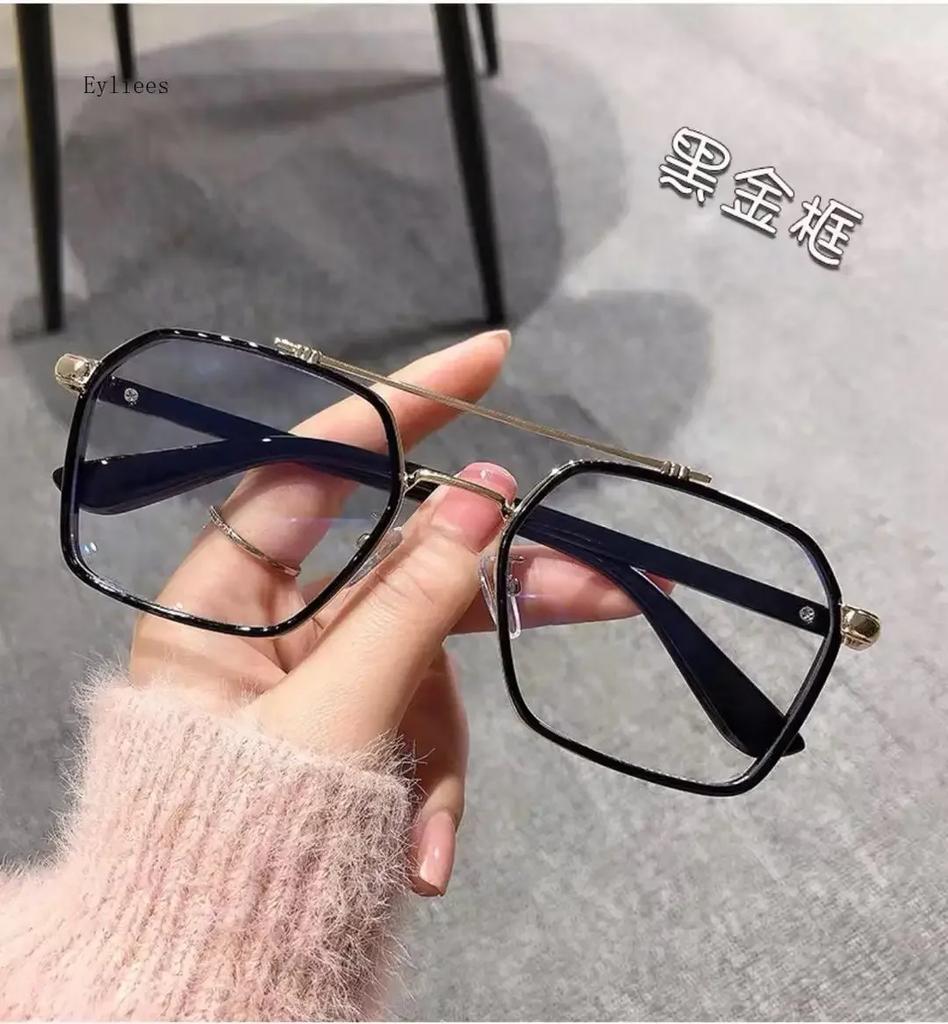 Fashion Men Myopia Glasses Anti Blue Light Metal Double Beam Nearsighted Eyewear Finished Student Myopic EyeGlasses 0-600