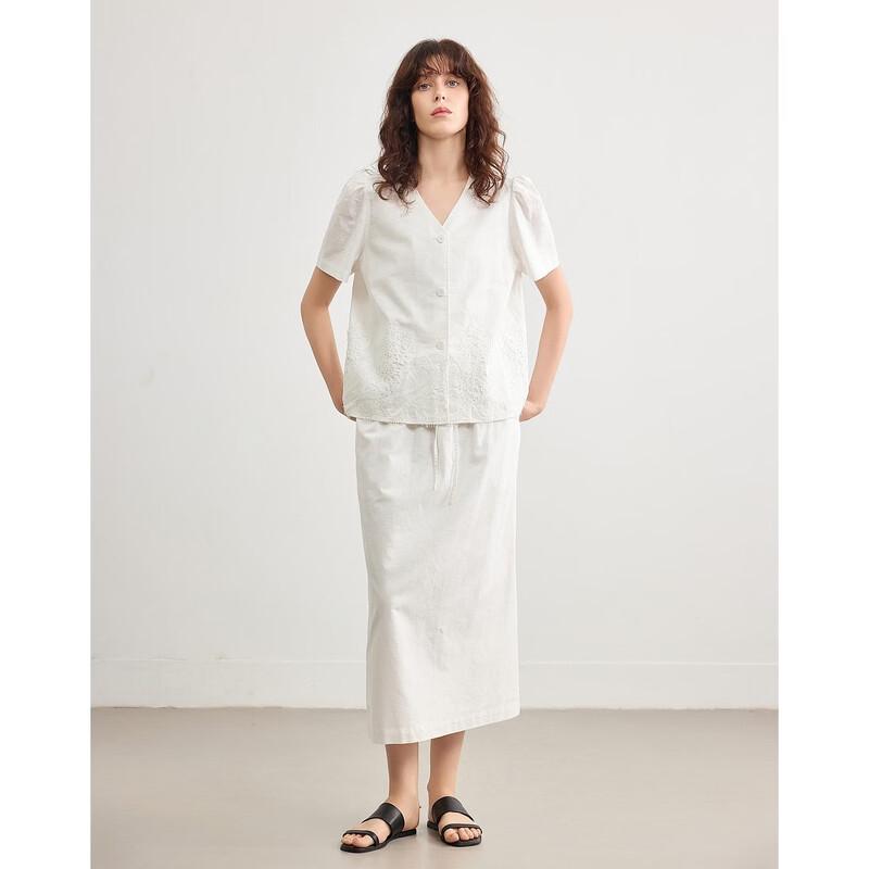 Demana Linen-Cotton Blend Lace Embroidered Two-Piece Set