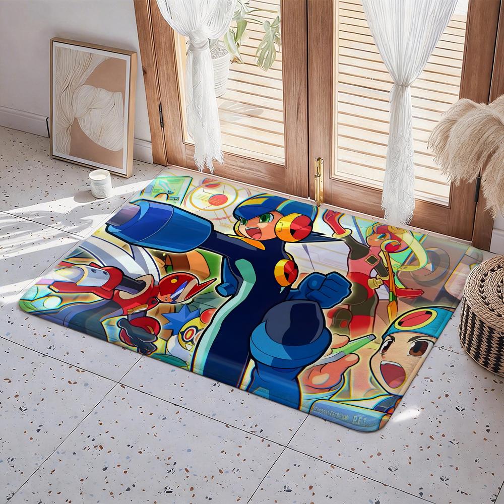 

Game M Mega Man Floor Mat Eco Flannel Doormat Non Slip Odorless Indoor Floor Rug Soft Short Plush Home Mat 50x80cm