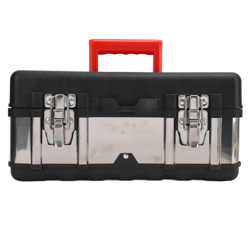 14 Inch Tool Box Large Capacity Stainless Steel Lockable Tool Organizer with Removable Tray for Home Auto Repair