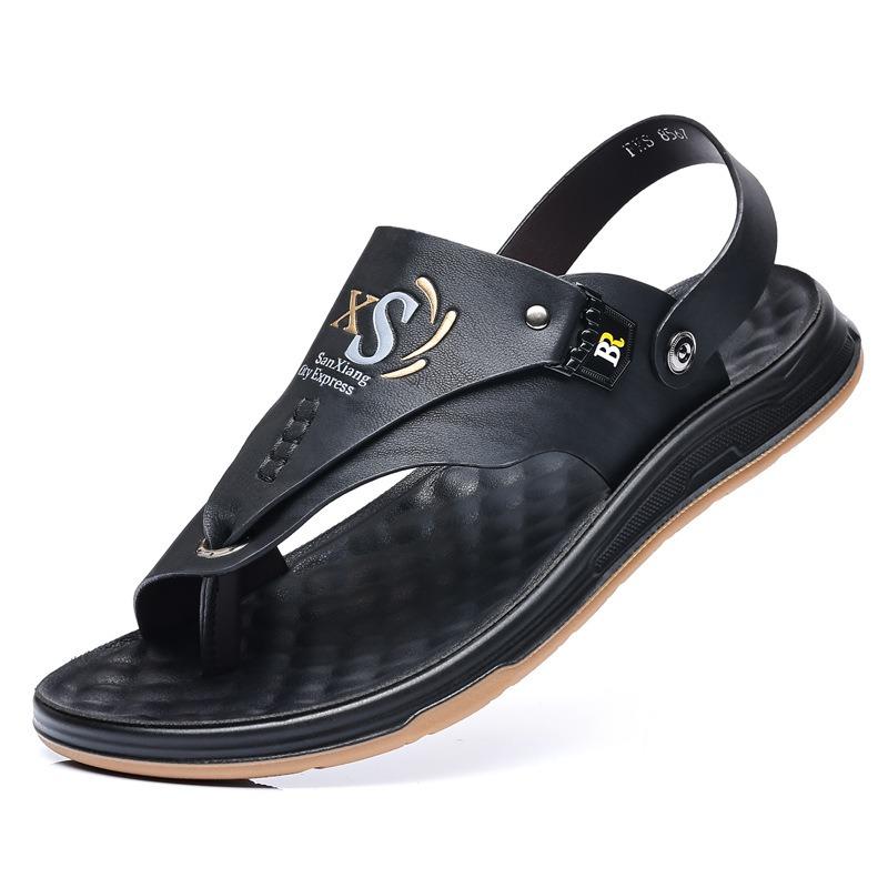 Fashion Fashion Casual Flat Outdoor Beach Men Sandals Summer Soft Sole Male Flip-flops Leather Lightweight Man Slippers Sandalias Hombre