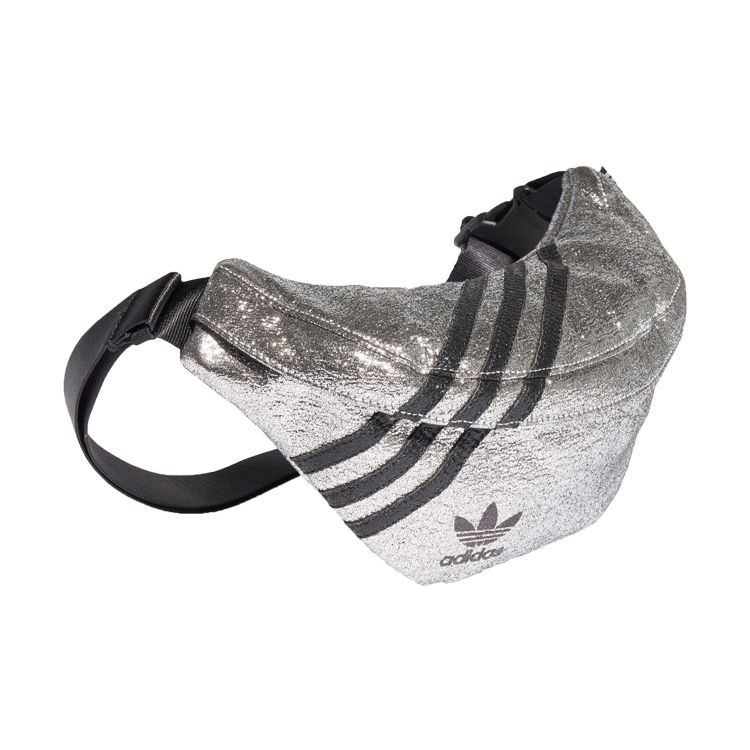 Adidas Originals Waistbag Classic Three Stripes Trendy Sports Unisex Waistbag Silver Black GN2149