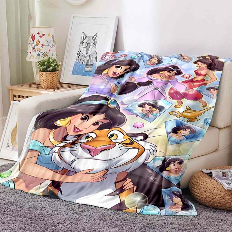 

Cartoon Disney Aladdin Printed Blanket Cartoon Flannel Fluffy Soft Blanket for Adult Kids Plush Sofa Home Travel Camping Picnic 75x90cm