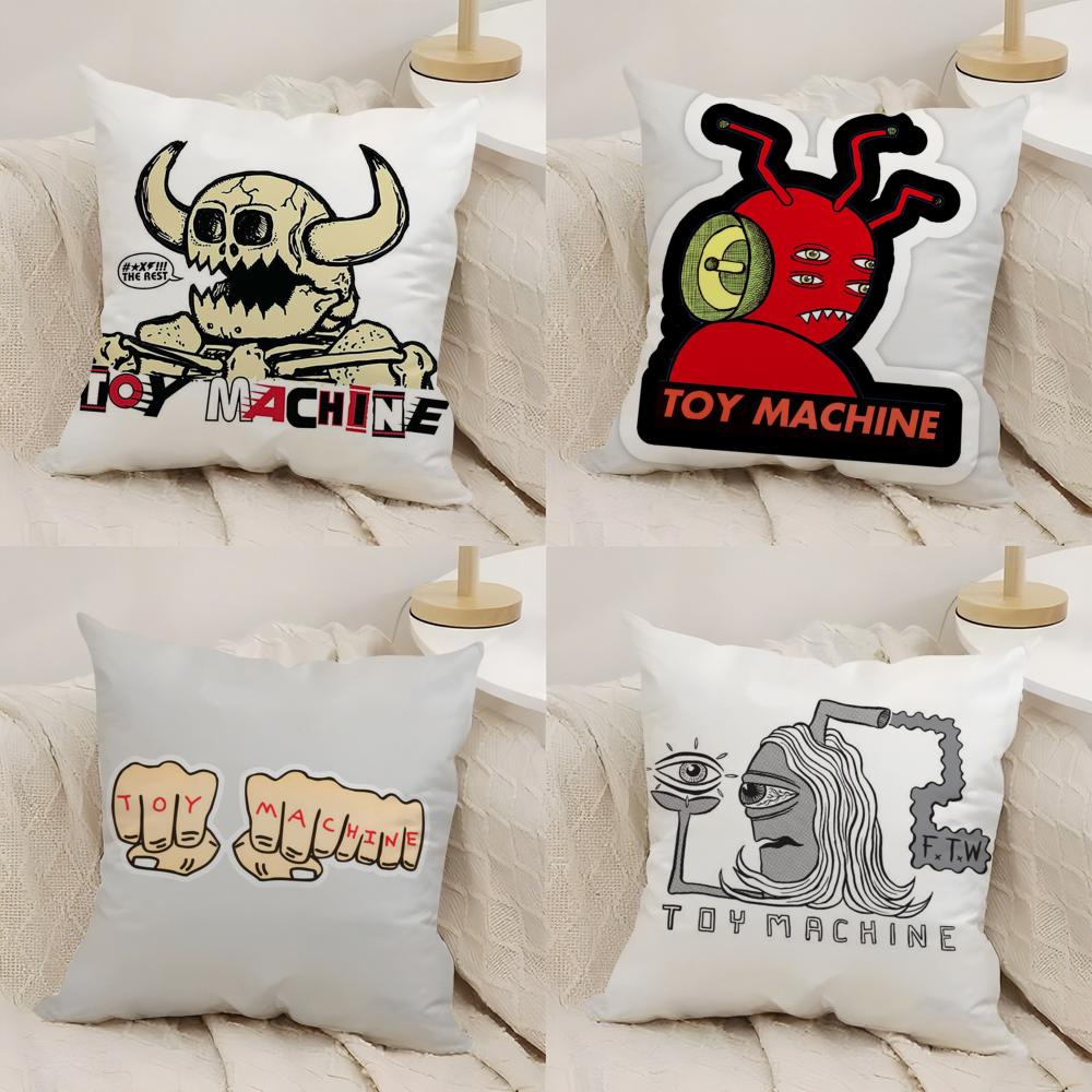 T-Toy M-MachineS S-SkateS Cushion Cover Silky Short Plush Double-Sided Printed Pillow Case for Sofa All Seasons Home Decor Gift