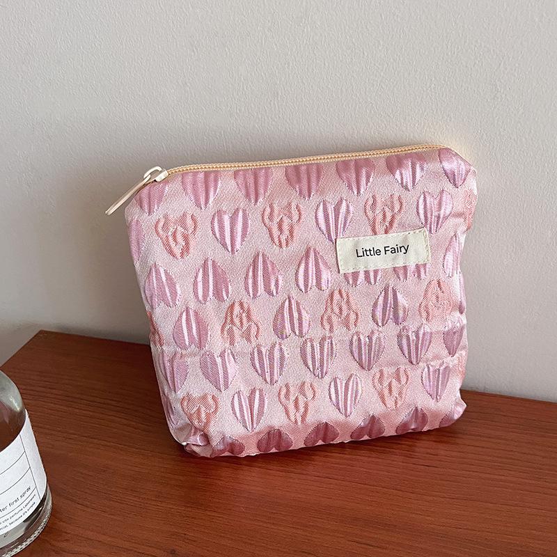 Pink Floral Makeup Bag: Women's Portable, Large Capacity, Small Size Travel Toiletry and Skincare Storage Bag