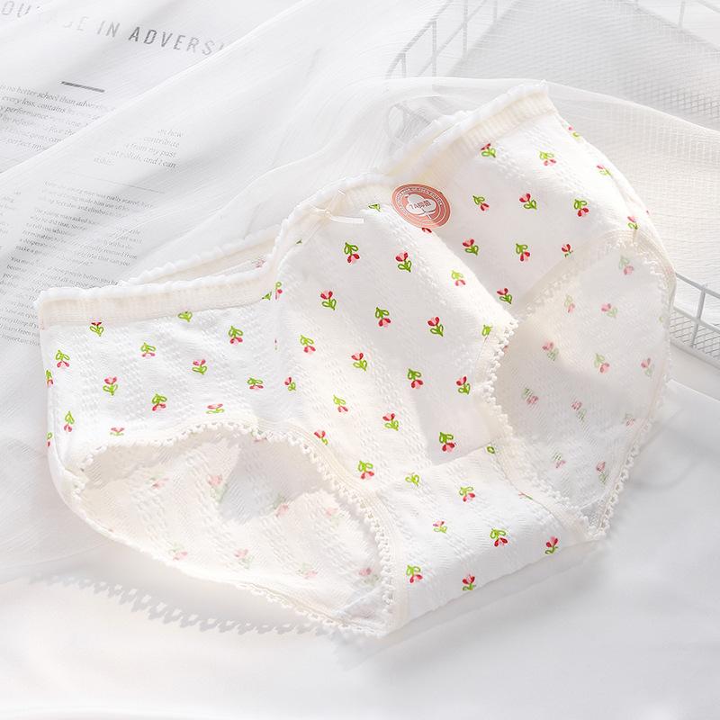 

Women s Summer Sweet Floral 7A Antibacterial Inner Middle Waist Triangle Briefs XL Яскраво-рожевий
